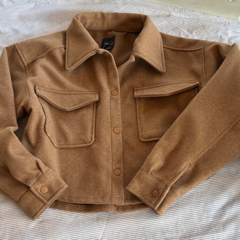 Cropped Tan Shacket